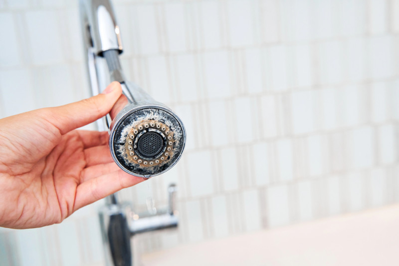 shower head with limescale buildup